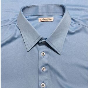 Collars & Co Mens Large Sky Blue Original English Point Collar Polo NWOT
